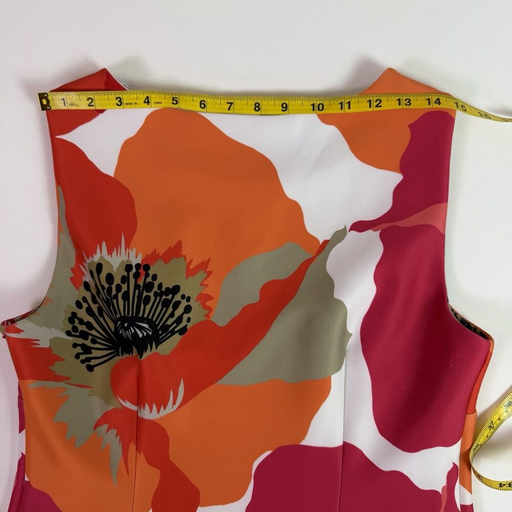 Calvin Klein Floral Sheath Midi Dress Women's 12 Pink Orange Bold Career Office - Picture 13 of 16